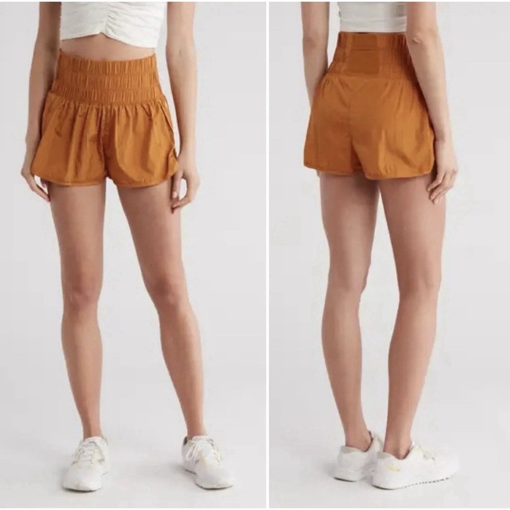 FP Movement The Way Home Shorts Women Small Russet‎ Orange Elastic Waistband Run